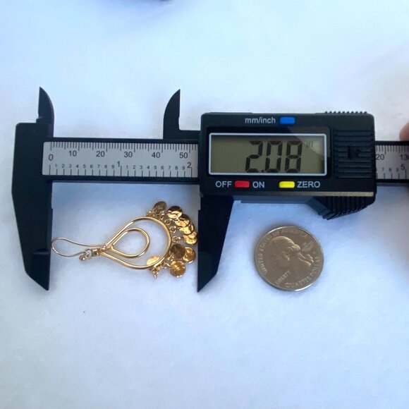 Gold Vermeil Sterling Silver 925 Teardrop Disc Tassel Dangle Drop Earrings - Picture 14 of 16